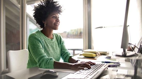 Woman typing